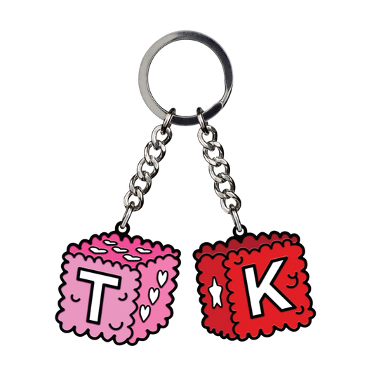 Trixie & Katya Enamel 'Fuzzy Dice' Keychain